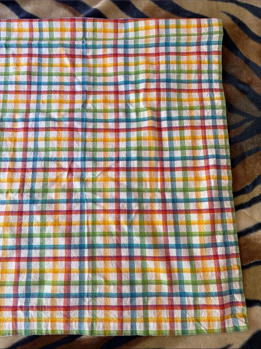 Crate&Barrel Multicolor Plaid Table Cloth